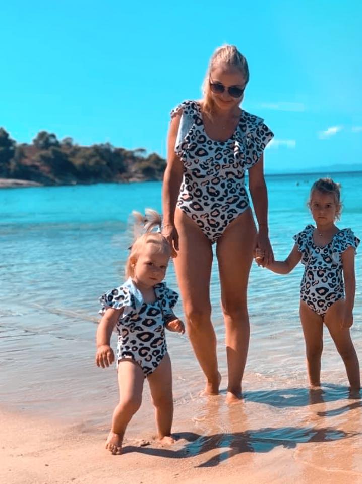 Set 2 Costume de Baie Mama - Fiica - Print Floral Corai