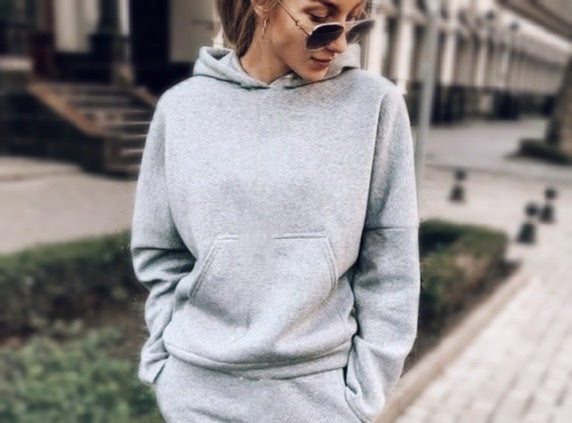 Set Treninguri Mommy & Mini cu fermoar si mesaj imprimat - Grey