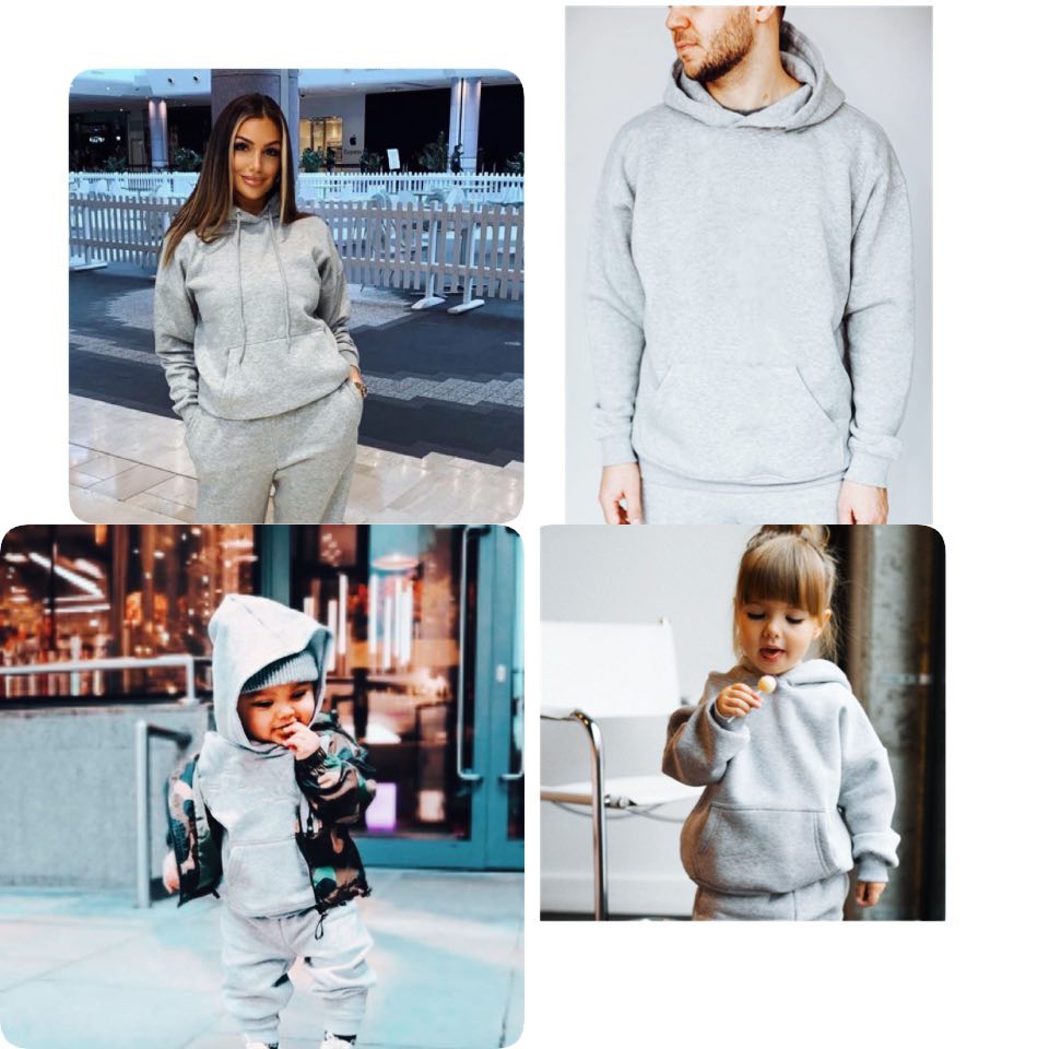 Set Treninguri Mommy & Mini cu fermoar si mesaj imprimat - Grey