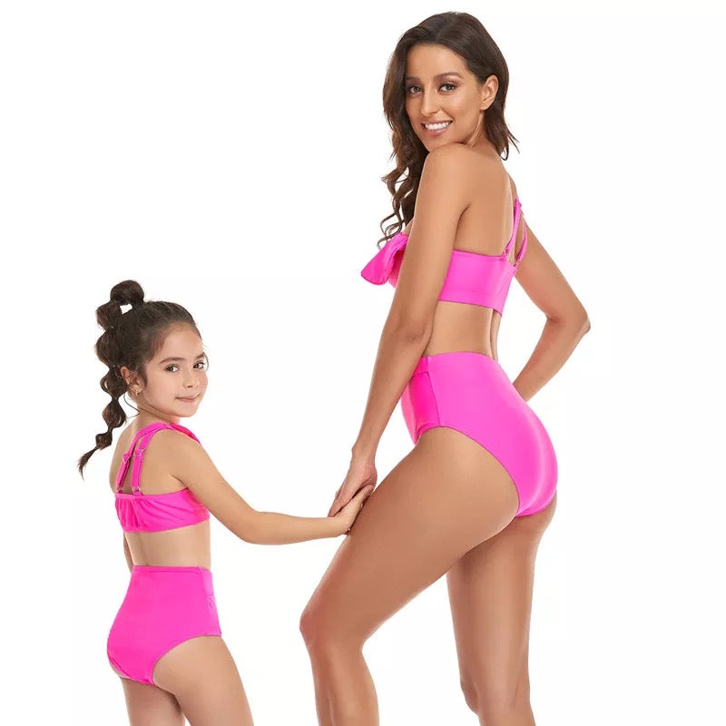 Set Costume de Baie Asortate Mama Fiica – Fuchsia