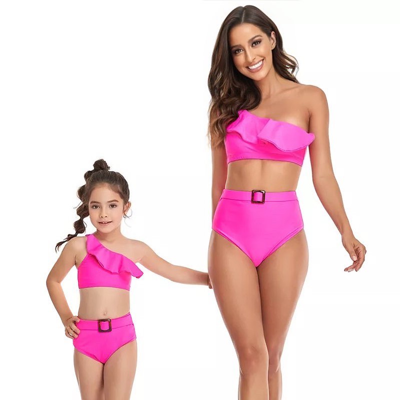 Set Costume de Baie Asortate Mama Fiica – Fuchsia