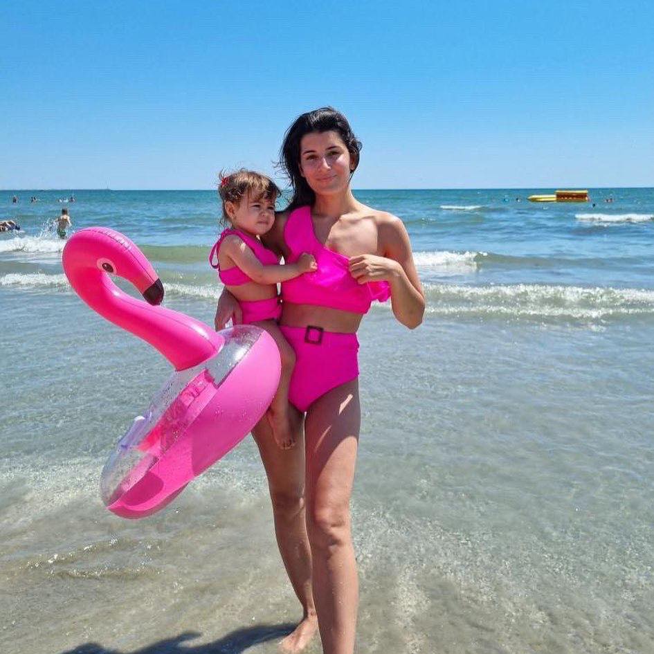 Set Costume de Baie Asortate Mama Fiica – Fuchsia