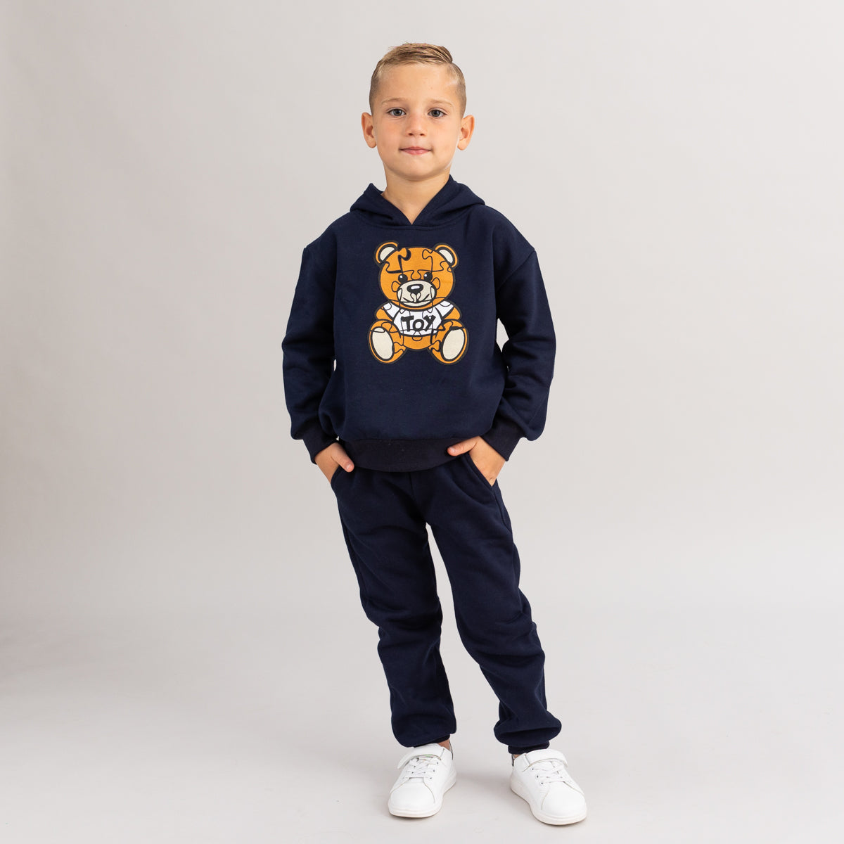Set treninguri mama copil bleumarin cu imprimeu - Puzzle Teddy Bear