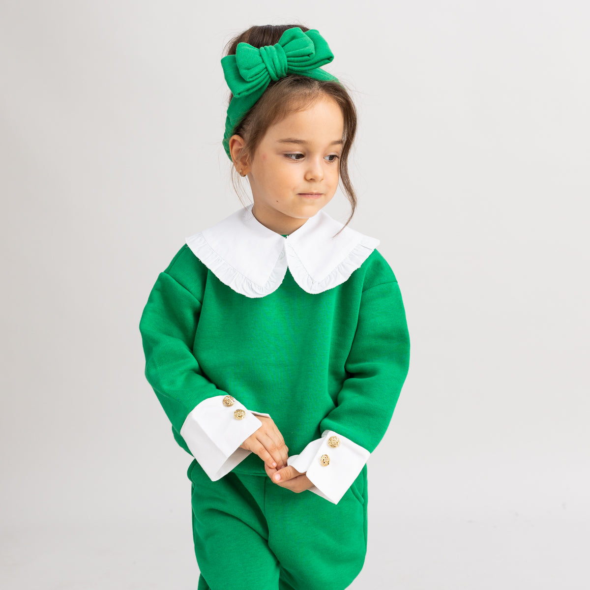 Trening cu Guler si Mansete Accesorizate – Emerald Green