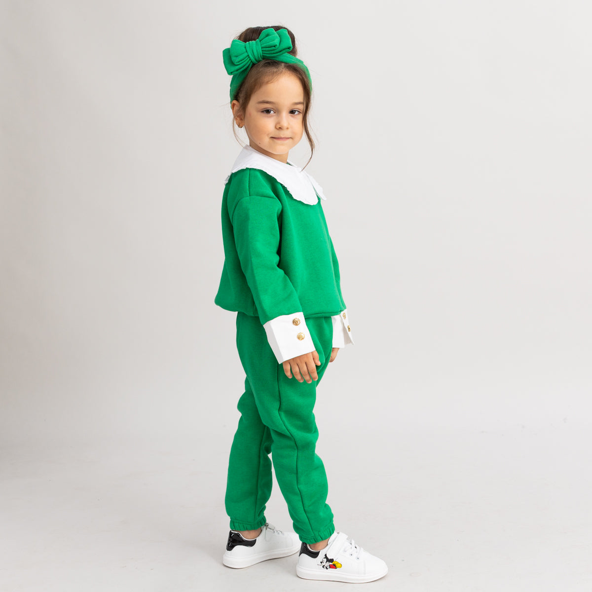 Trening cu Guler si Mansete Accesorizate – Emerald Green