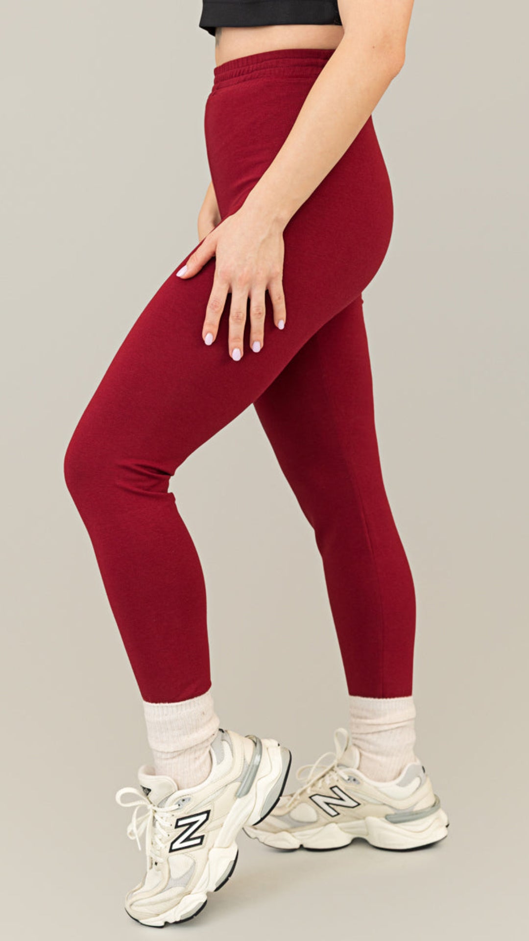 Colanti burgundy din bumbac dens