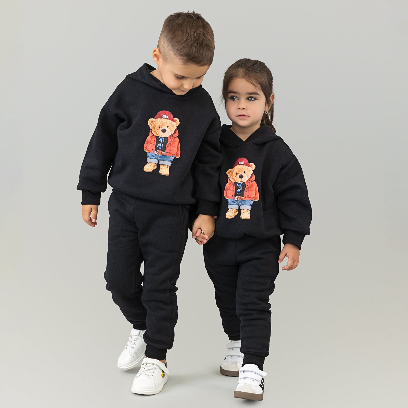 Set treninguri mama copil negru cu imprimeu – Bruno Bear