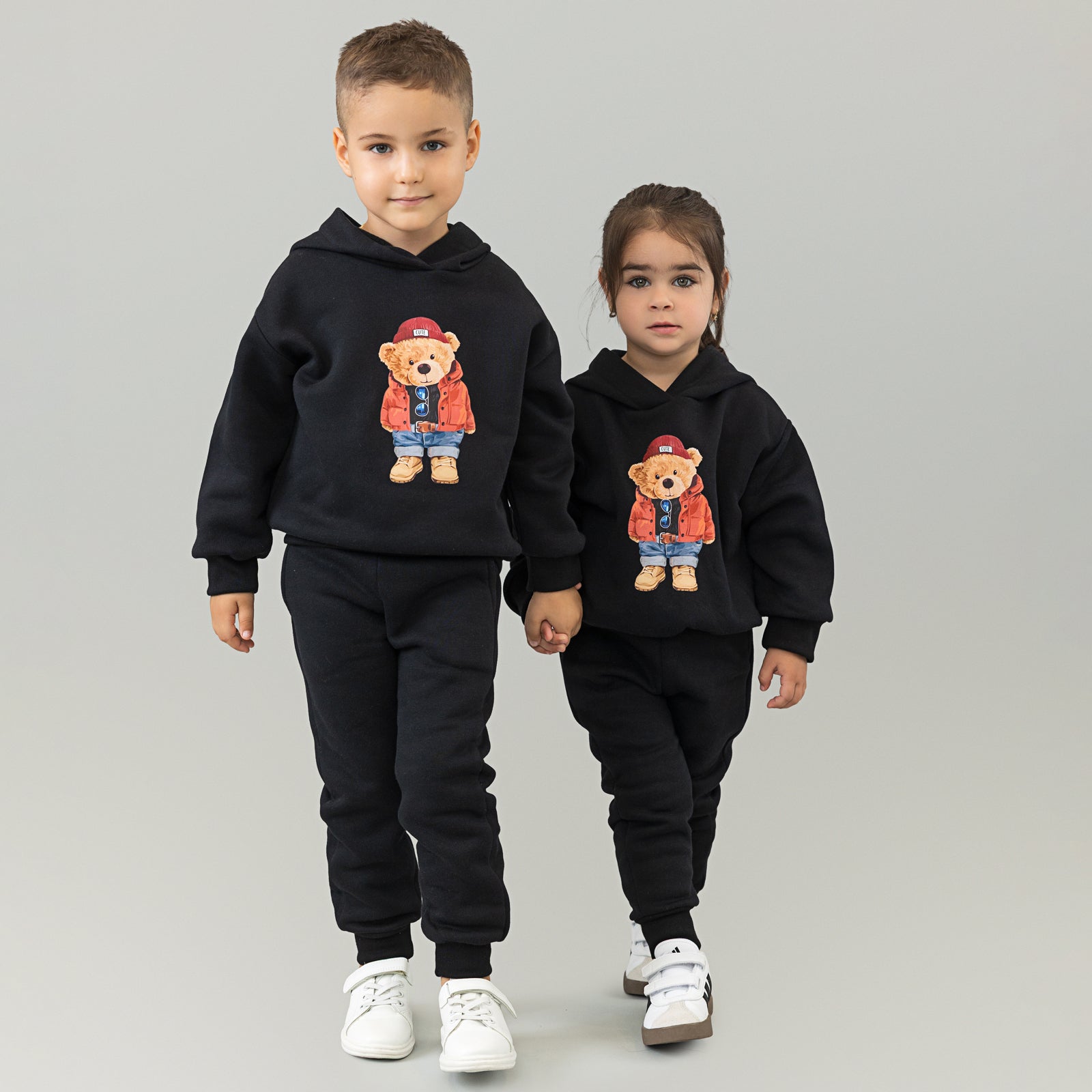 Set treninguri mama copil negru cu imprimeu – Bruno Bear