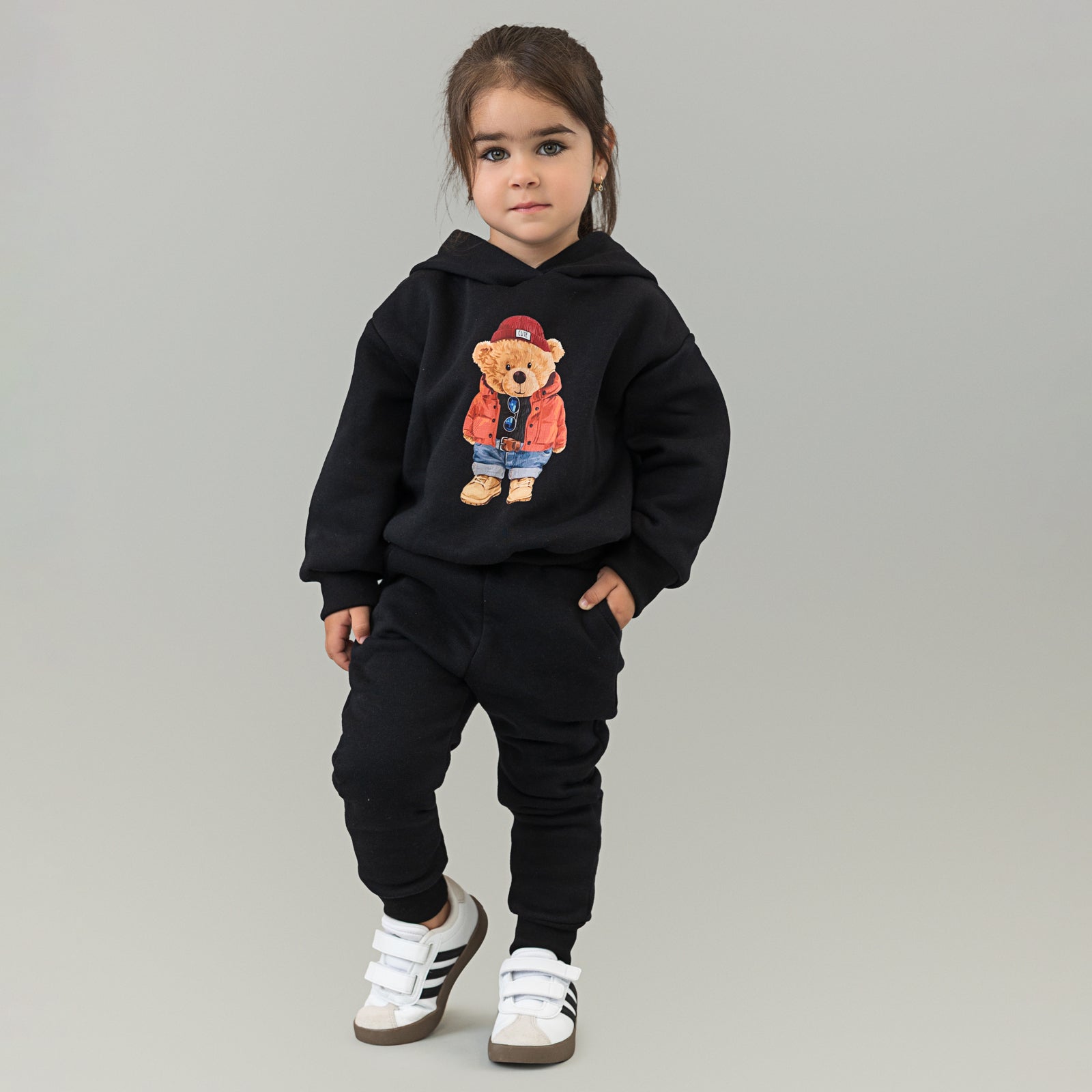 Set treninguri mama copil negru cu imprimeu – Bruno Bear