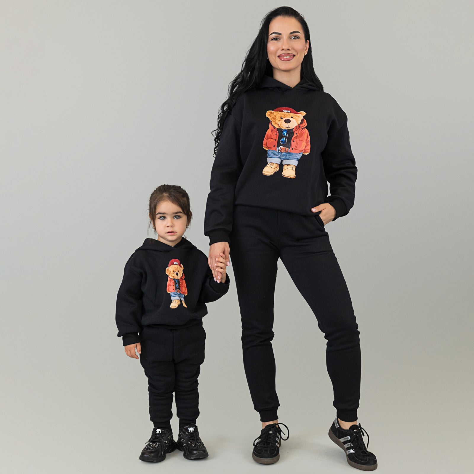 Set treninguri mama copil negru cu imprimeu – Bruno Bear