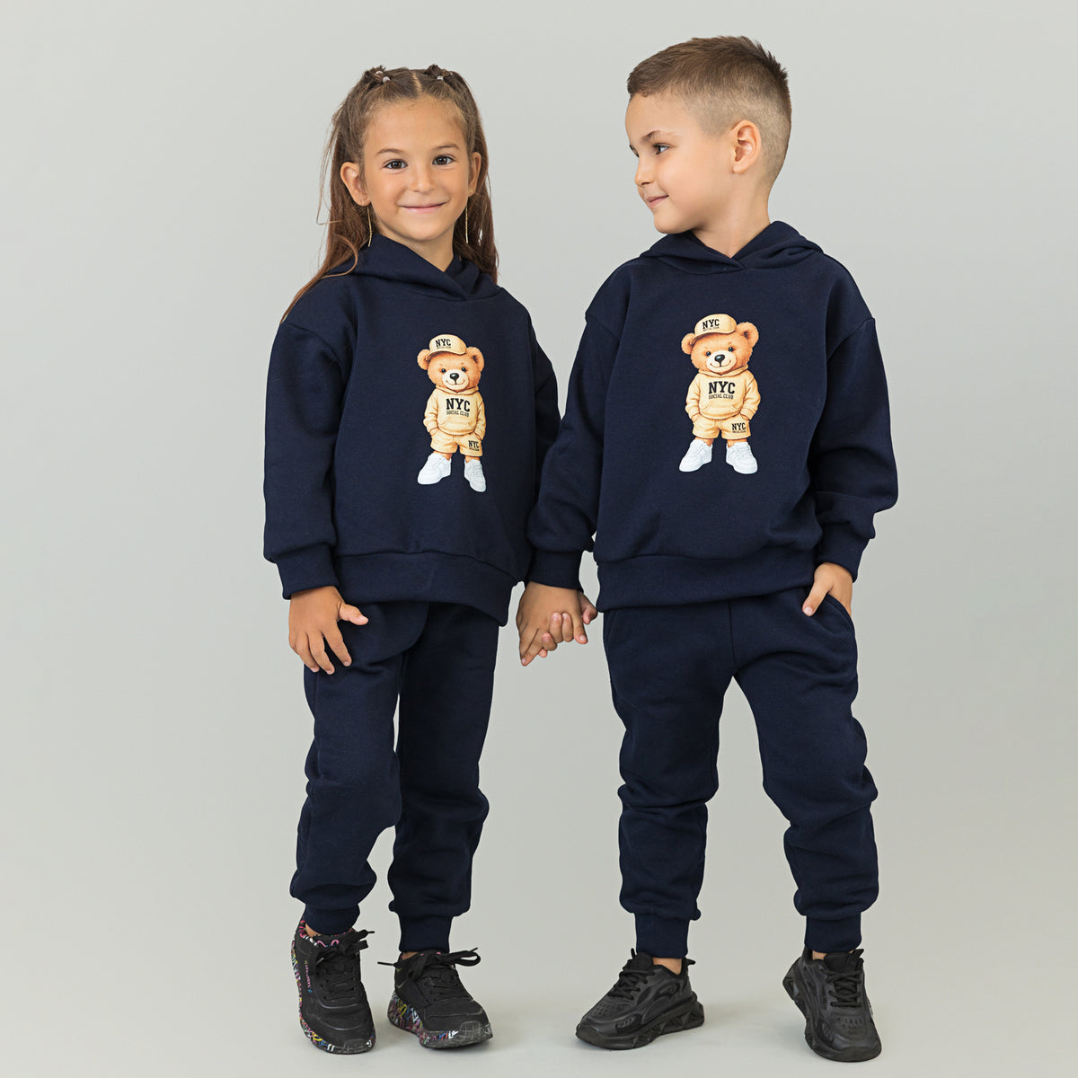 Set treninguri de familie bleumarin cu imprimeu – Leo Bear