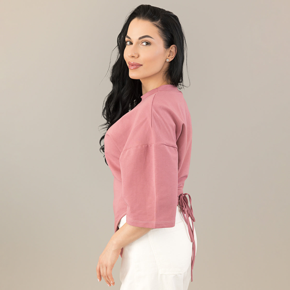 Tricou mesa rose din bumbac premium cu corset