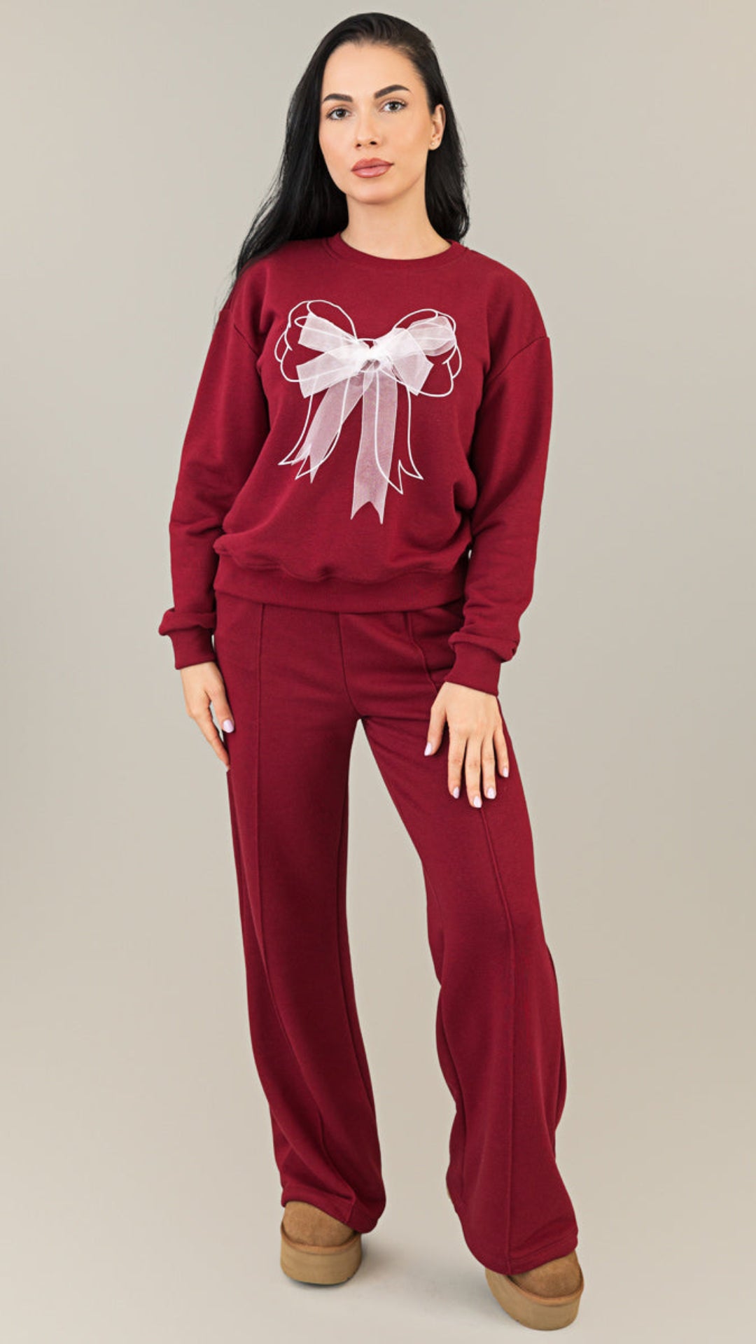 Trening dama burgundy cu funda din organza si detaliu corset la spate