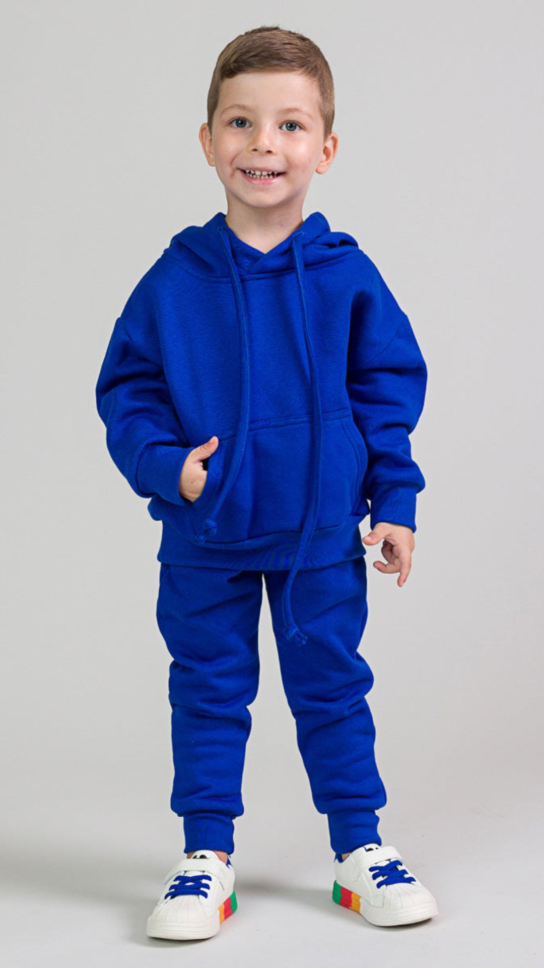 Trening baieti albastru format din hanorac oversize si pantaloni jogger