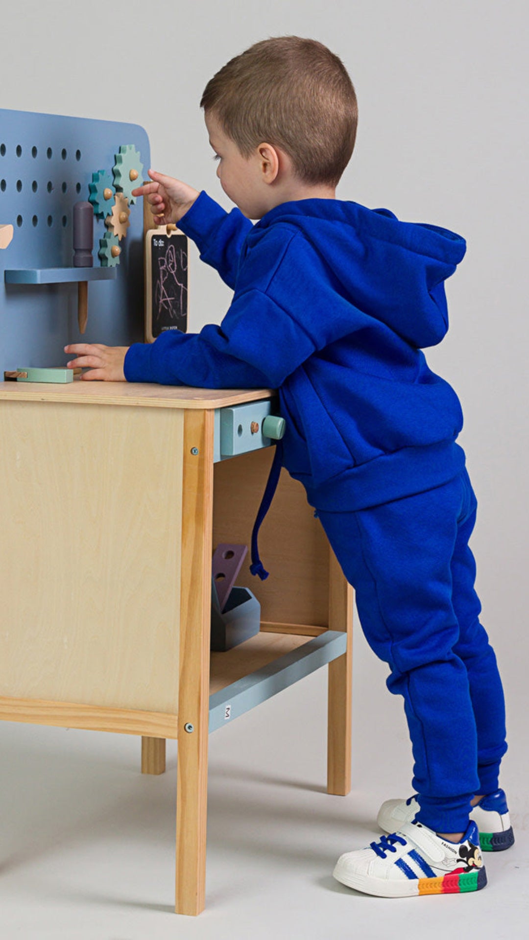 Trening baieti albastru format din hanorac oversize si pantaloni jogger