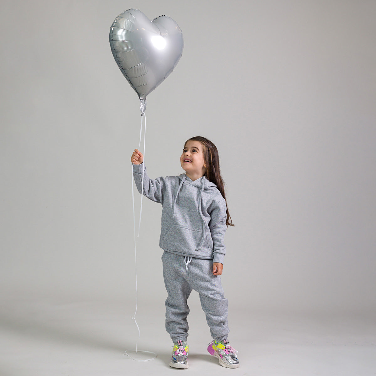 Set Treninguri Mommy & Mini – Gri Melange cu detaliu snur supradimensionat
