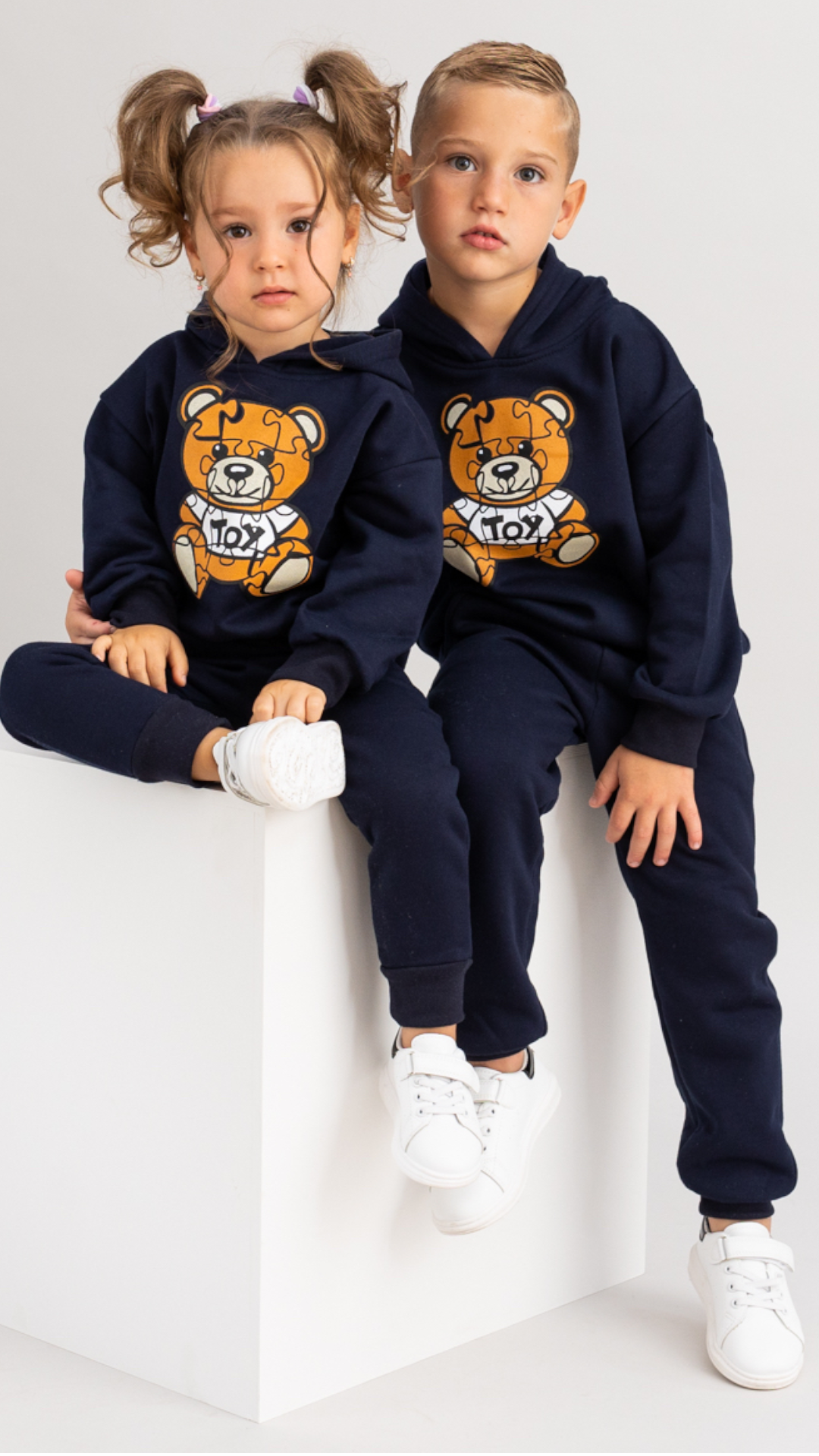 Trening copii bleumarin cu imprimeu - Puzzle Teddy Bear