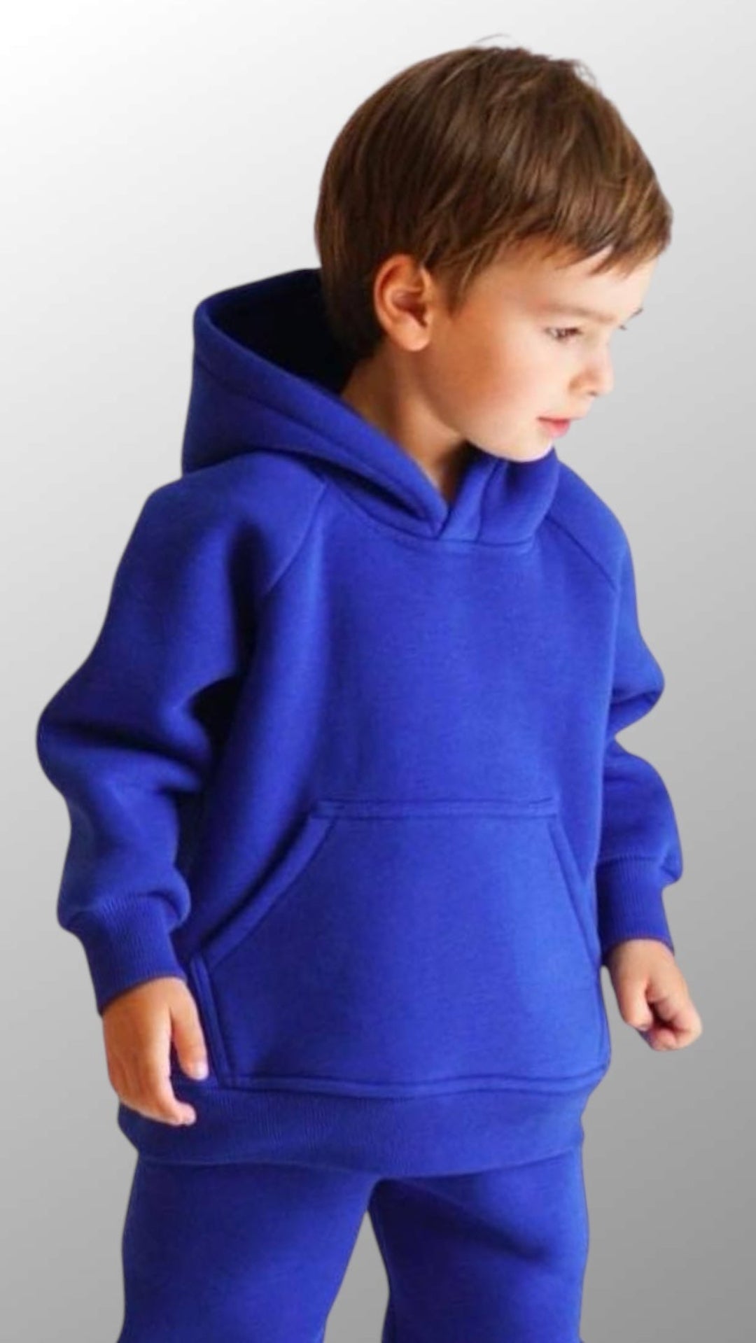 Trening baieti albastru format din hanorac oversize si pantaloni jogger
