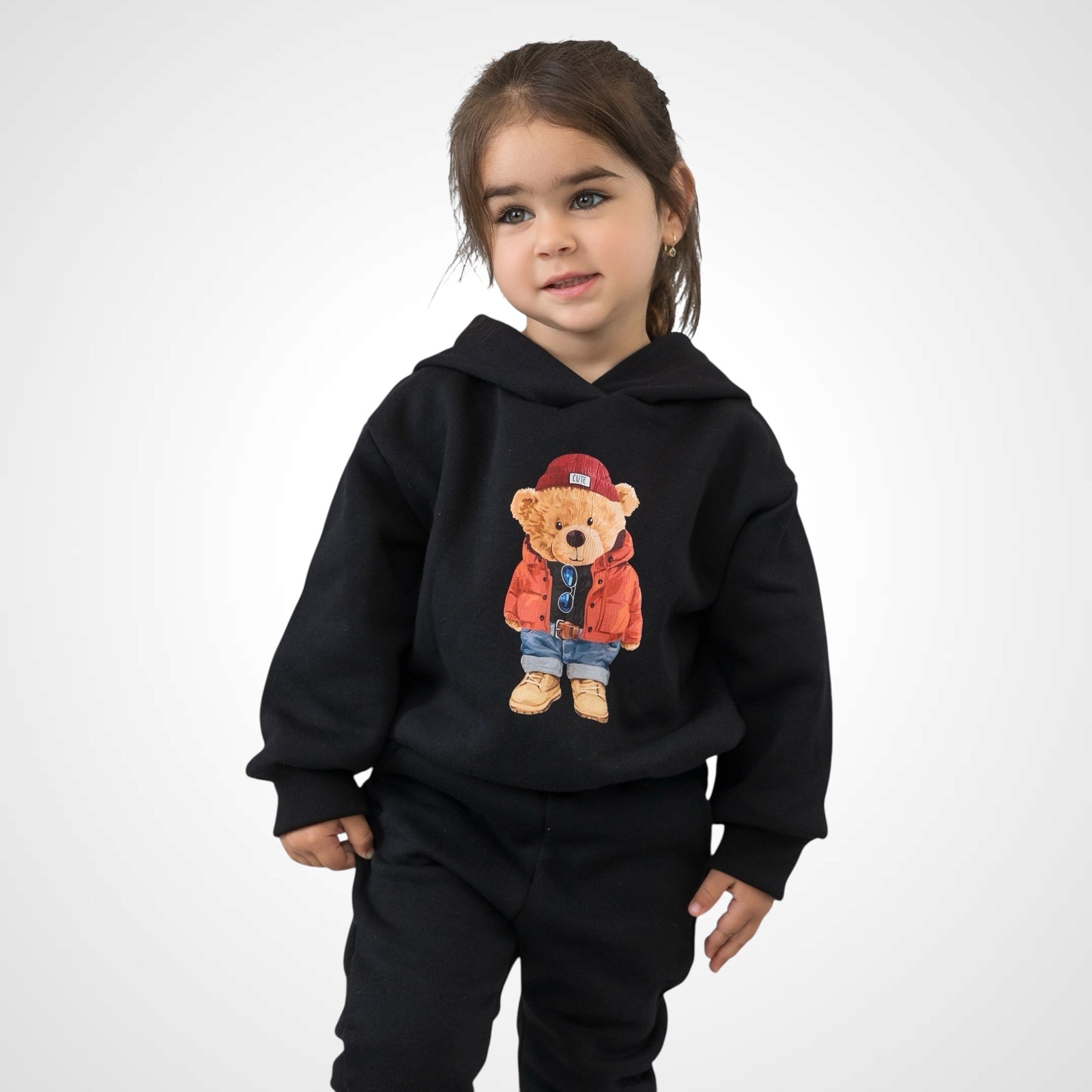 Set treninguri mama copil negru cu imprimeu – Bruno Bear
