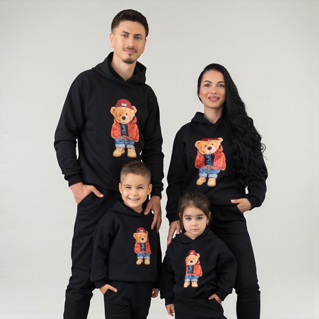 Set treninguri de familie negru cu imprimeu – Bruno Bear