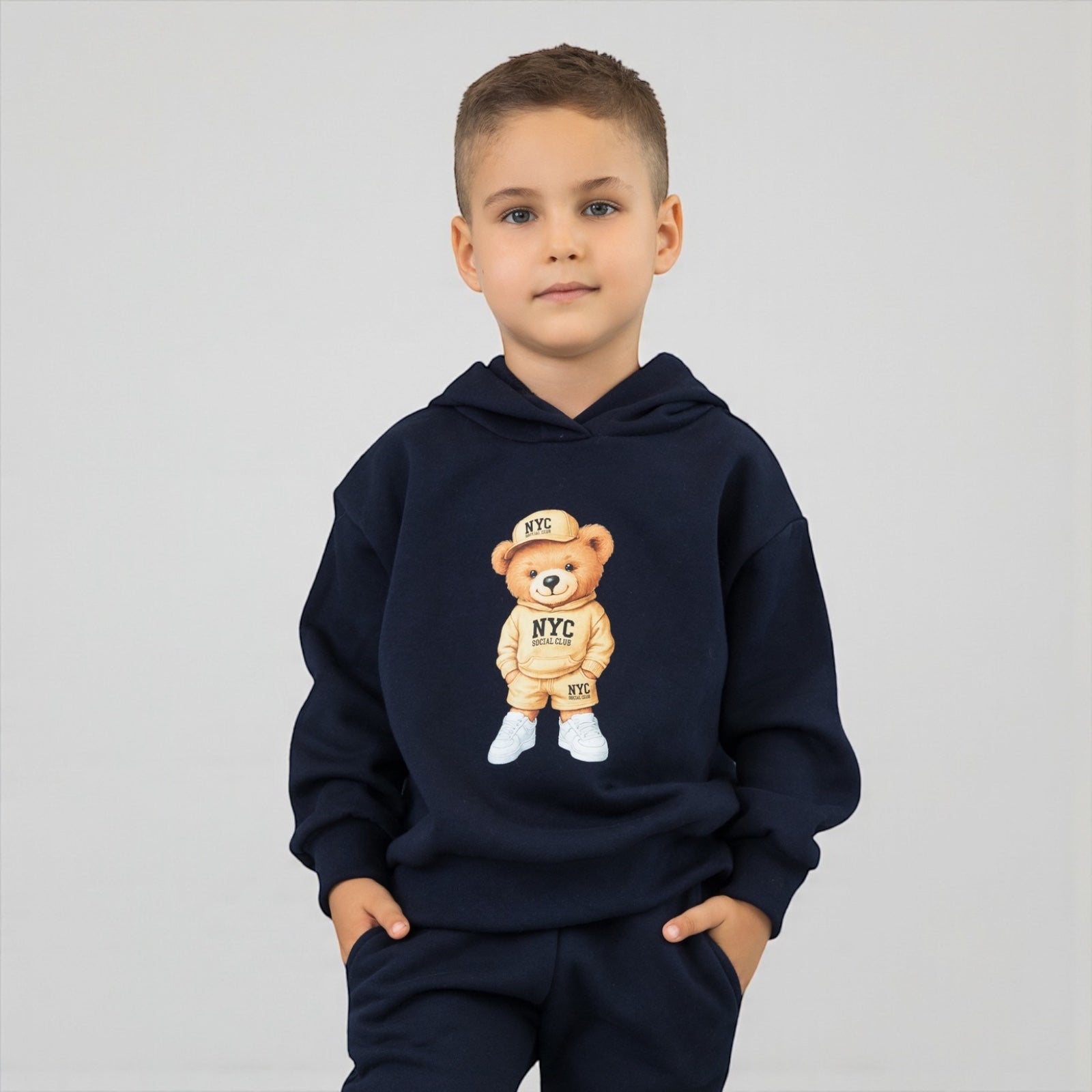 Set treninguri de familie bleumarin cu imprimeu – Leo Bear