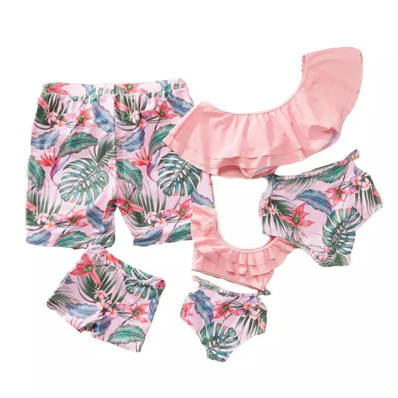 Set Costume de Baie Asortate de Familie - Summer Leaf
