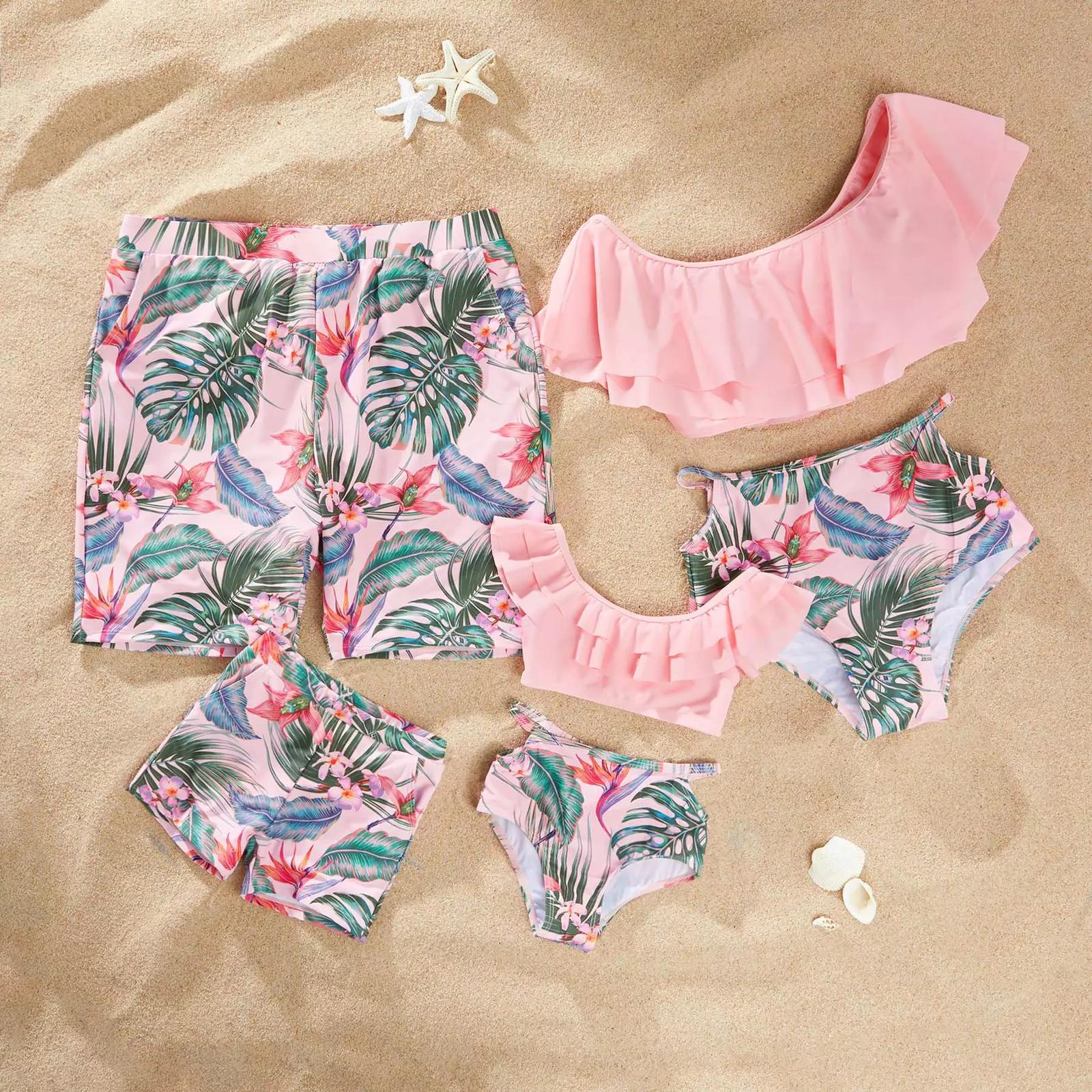 Set Costume de Baie Asortate de Familie - Summer Leaf