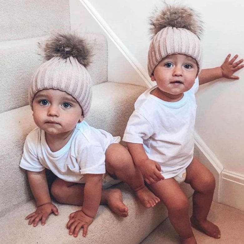 Fes copii din tricot cu mot din blana naturala - Creamy