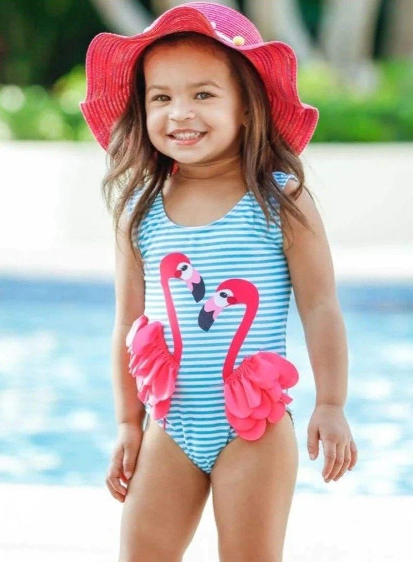Costum de Baie Baby Girls Blue - Flamingo 3D