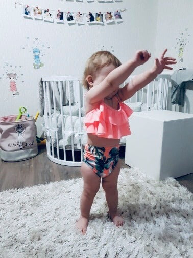 Set 2 Costume de Baie Mama - Fiica - Print Floral Corai