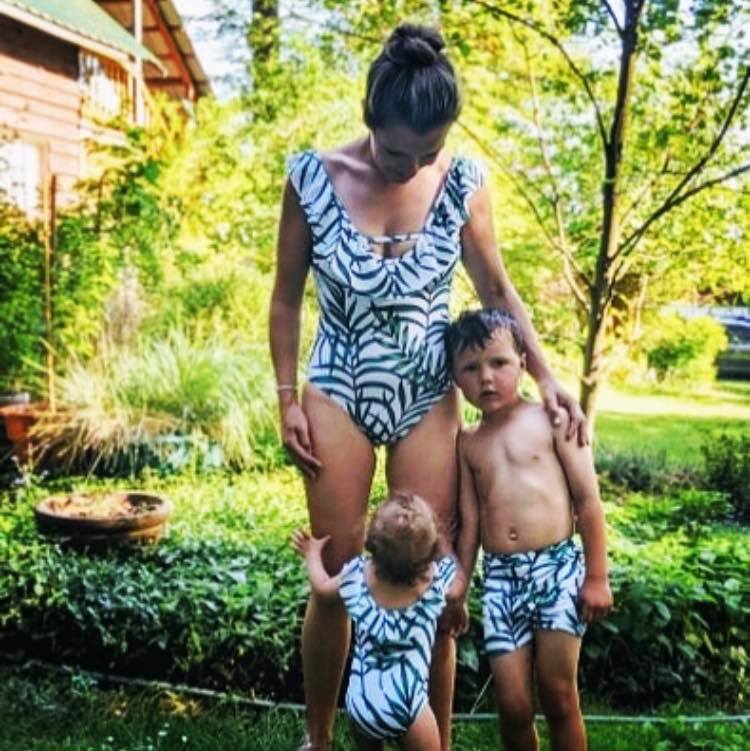Set 2 Costume de Baie Mama - Fiica - Print Floral Corai