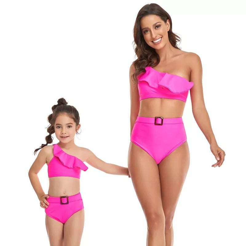 Set Costume de Baie Asortate Mama Fiica – Fuchsia
