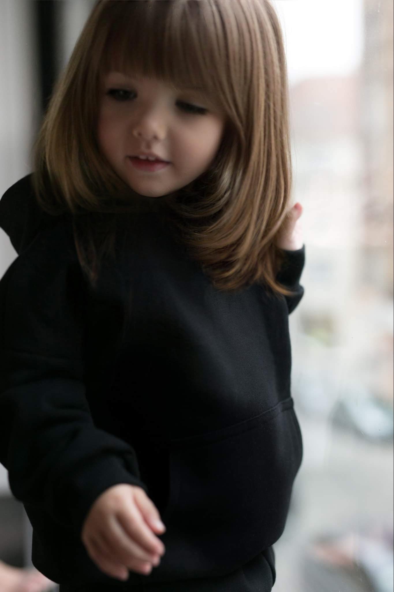Set treninguri mama copil negru cu snur supradimensionat