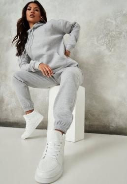 Set Treninguri Mommy & Mini cu fermoar si mesaj imprimat - Grey