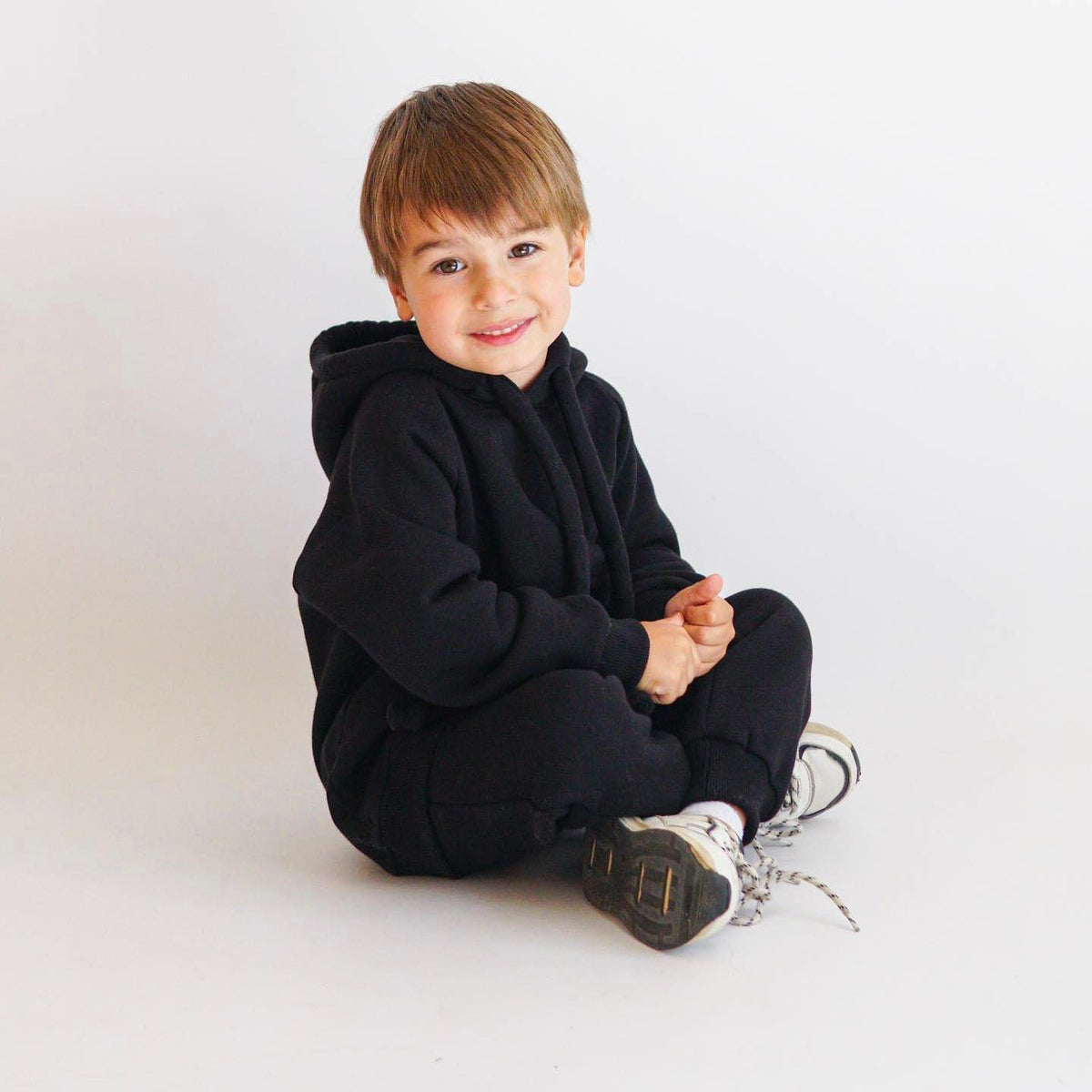 Set treninguri mama copil negru cu snur supradimensionat