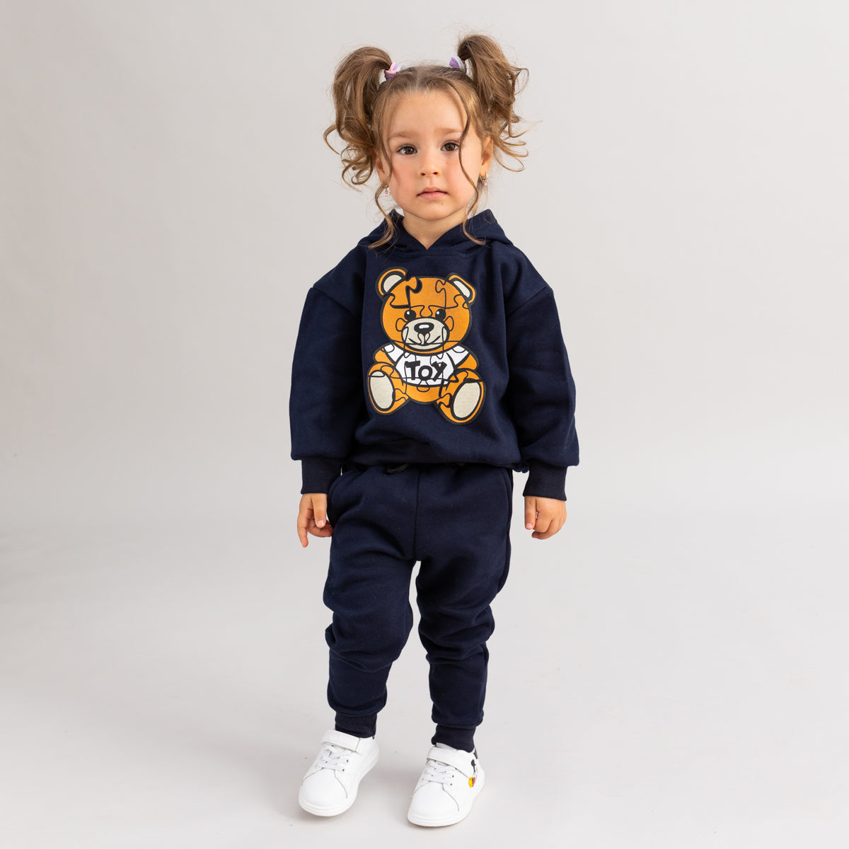 Set treninguri mama copil bleumarin cu imprimeu - Puzzle Teddy Bear