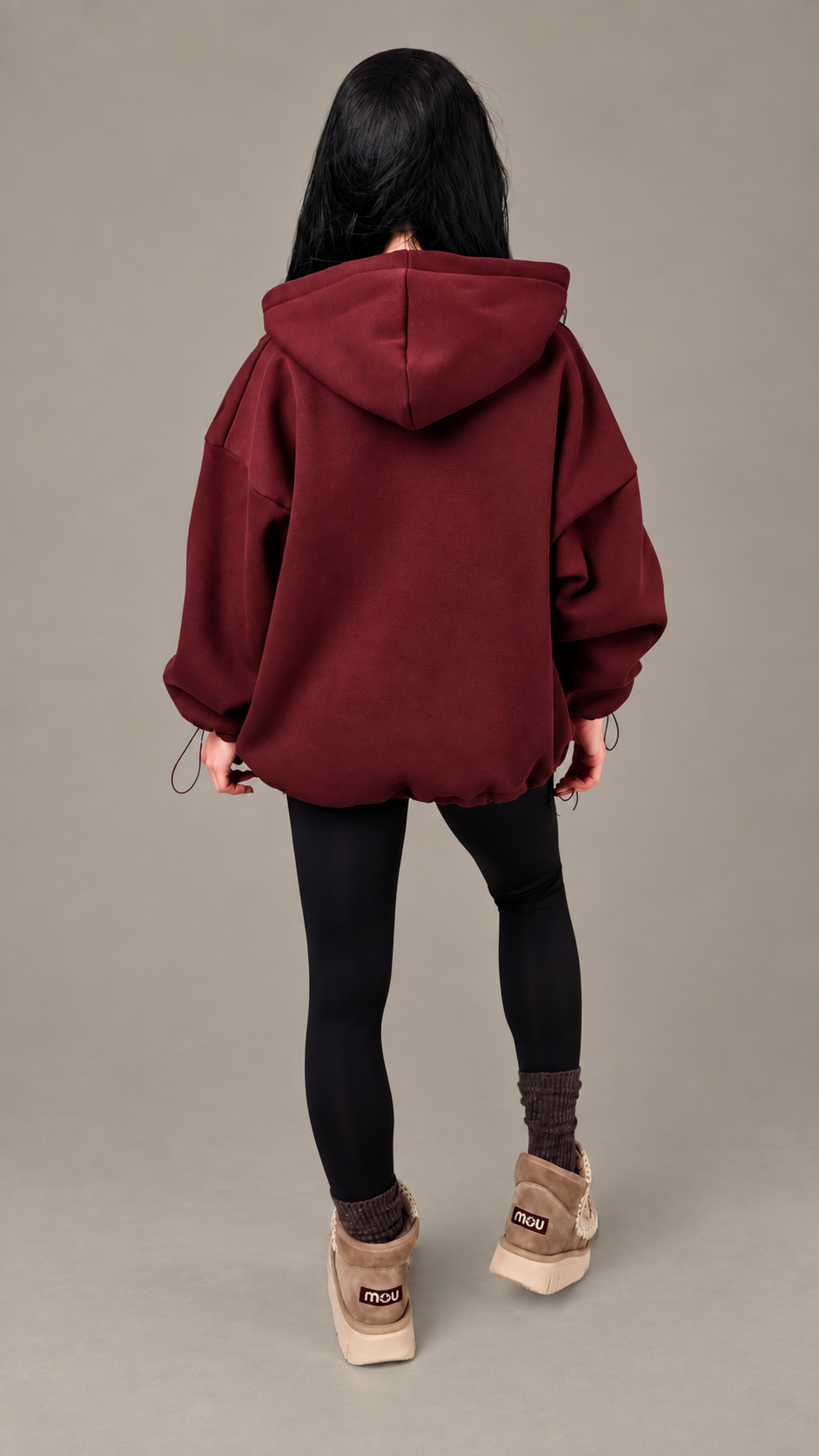Hanorac dama burgundy cu aplicatie tip corset si paiete