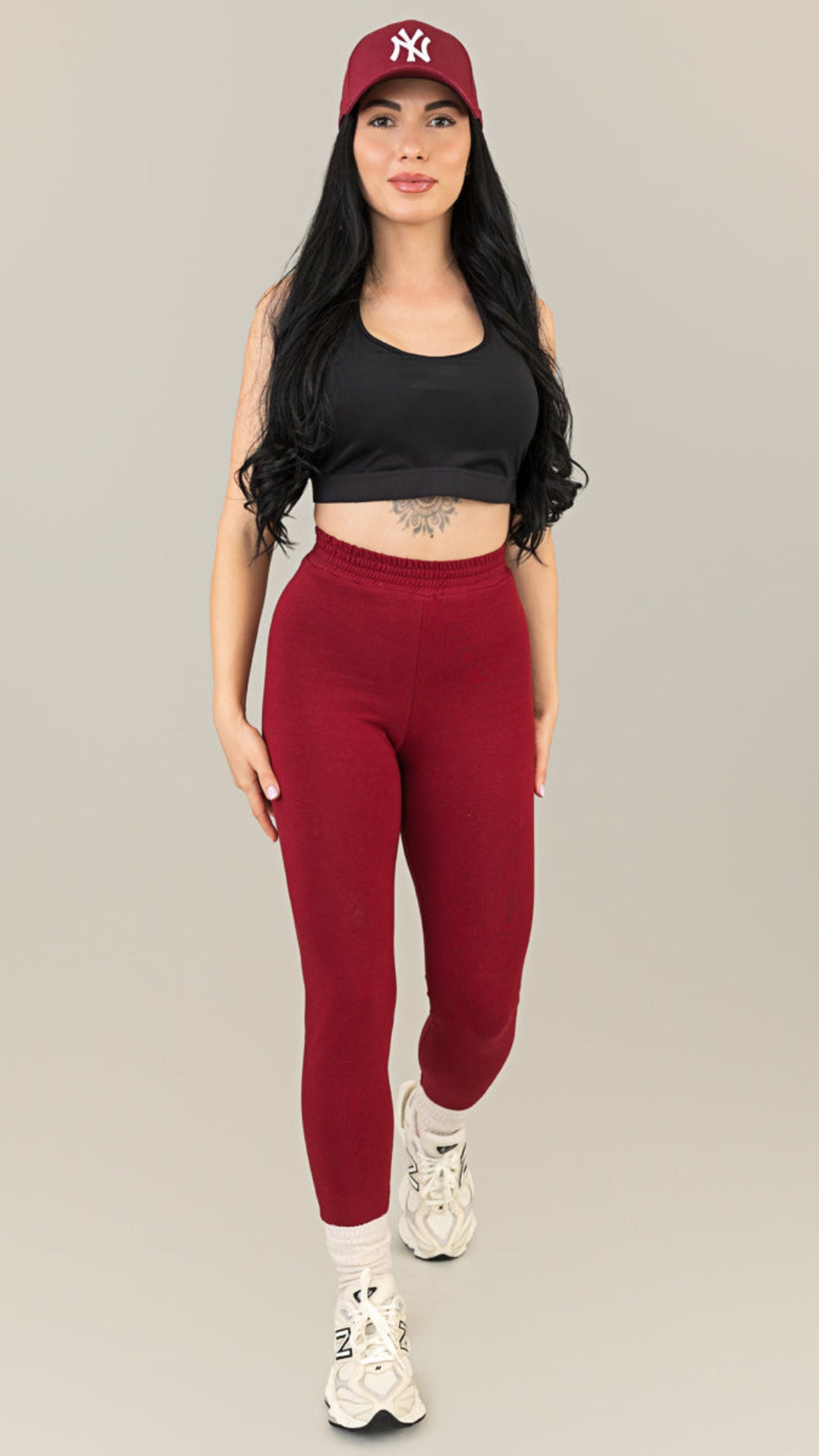 Colanti burgundy din bumbac dens