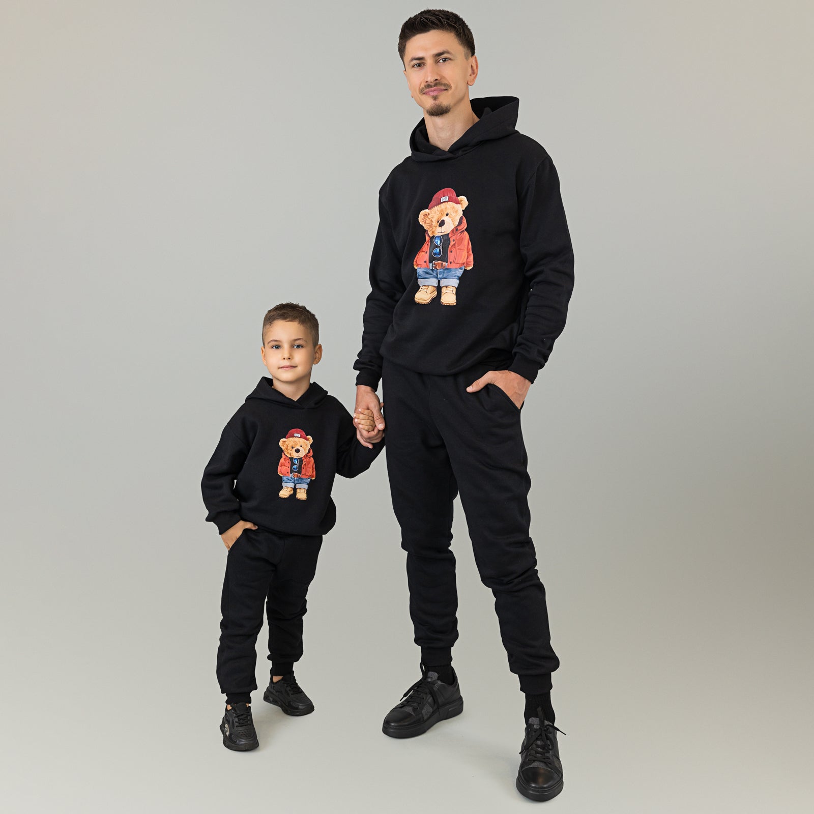 Set treninguri de familie negru cu imprimeu – Bruno Bear