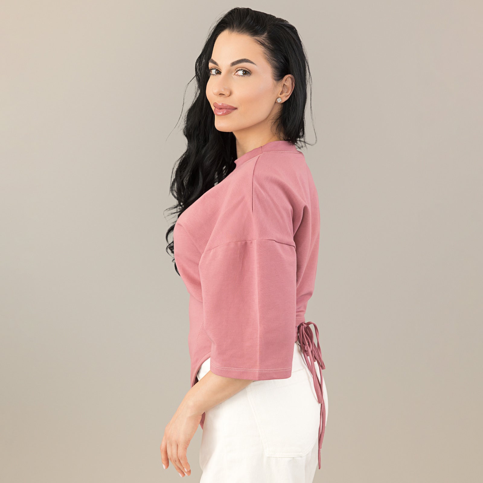 Tricou mesa rose din bumbac premium cu corset