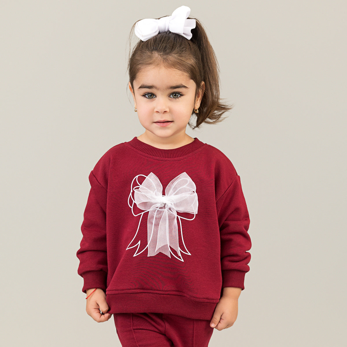 Trening fete burgundy cu funda din organza si detaliu corset la spate
