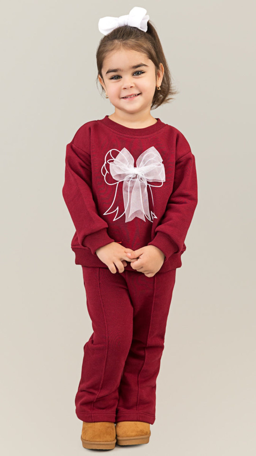 Trening fete burgundy cu funda din organza si detaliu corset la spate