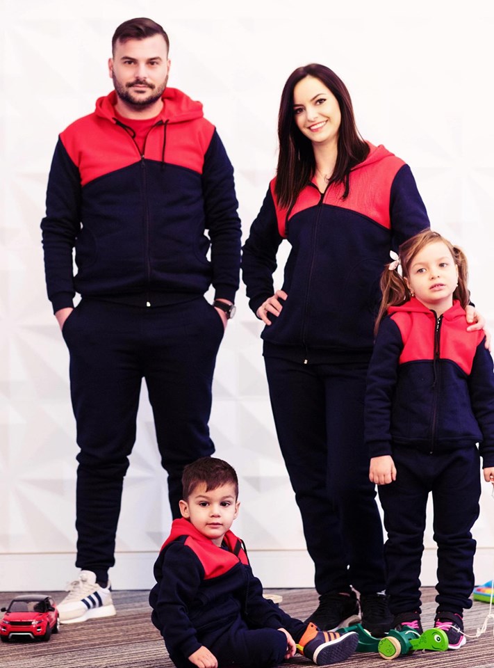 Set Treninguri Family – Bleumarin cu Placute Rosii