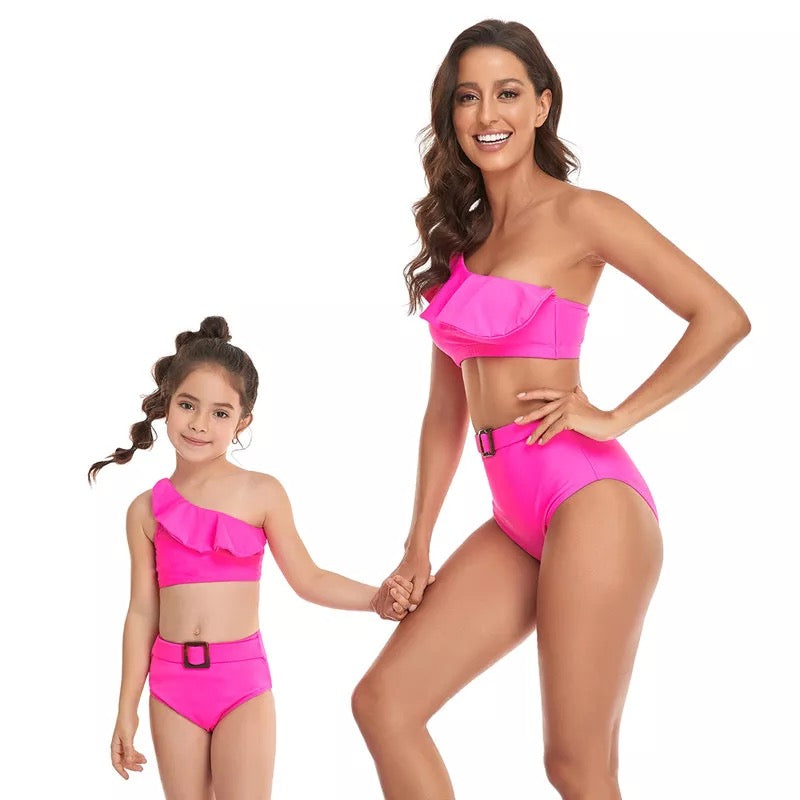 Set Costume de Baie Asortate Mama Fiica – Fuchsia