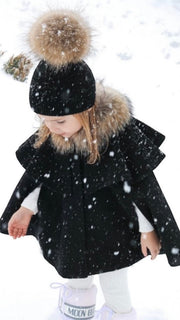 Fes fete din tricot cu mot din blana naturala – Negru