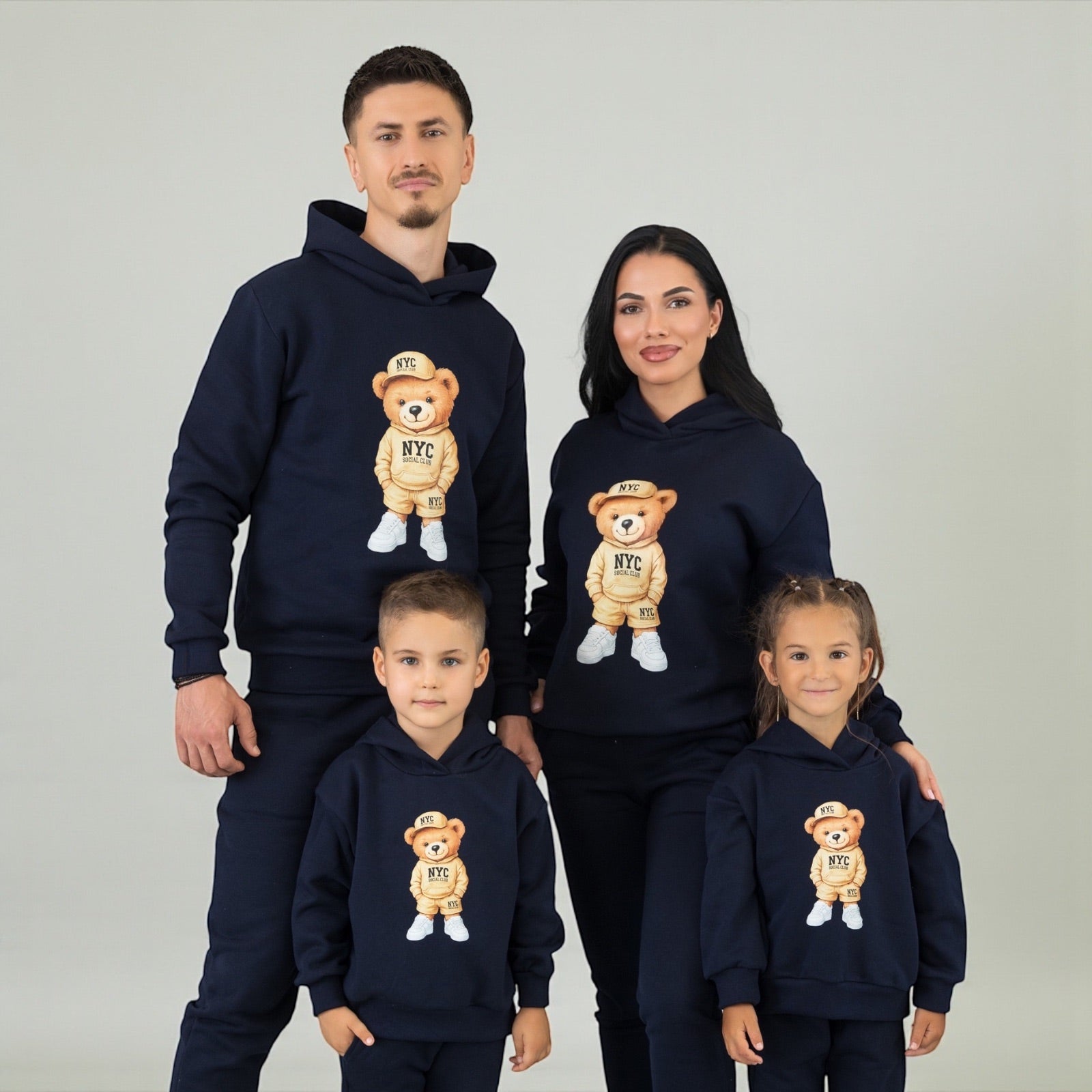 Set treninguri de familie bleumarin cu imprimeu – Leo Bear
