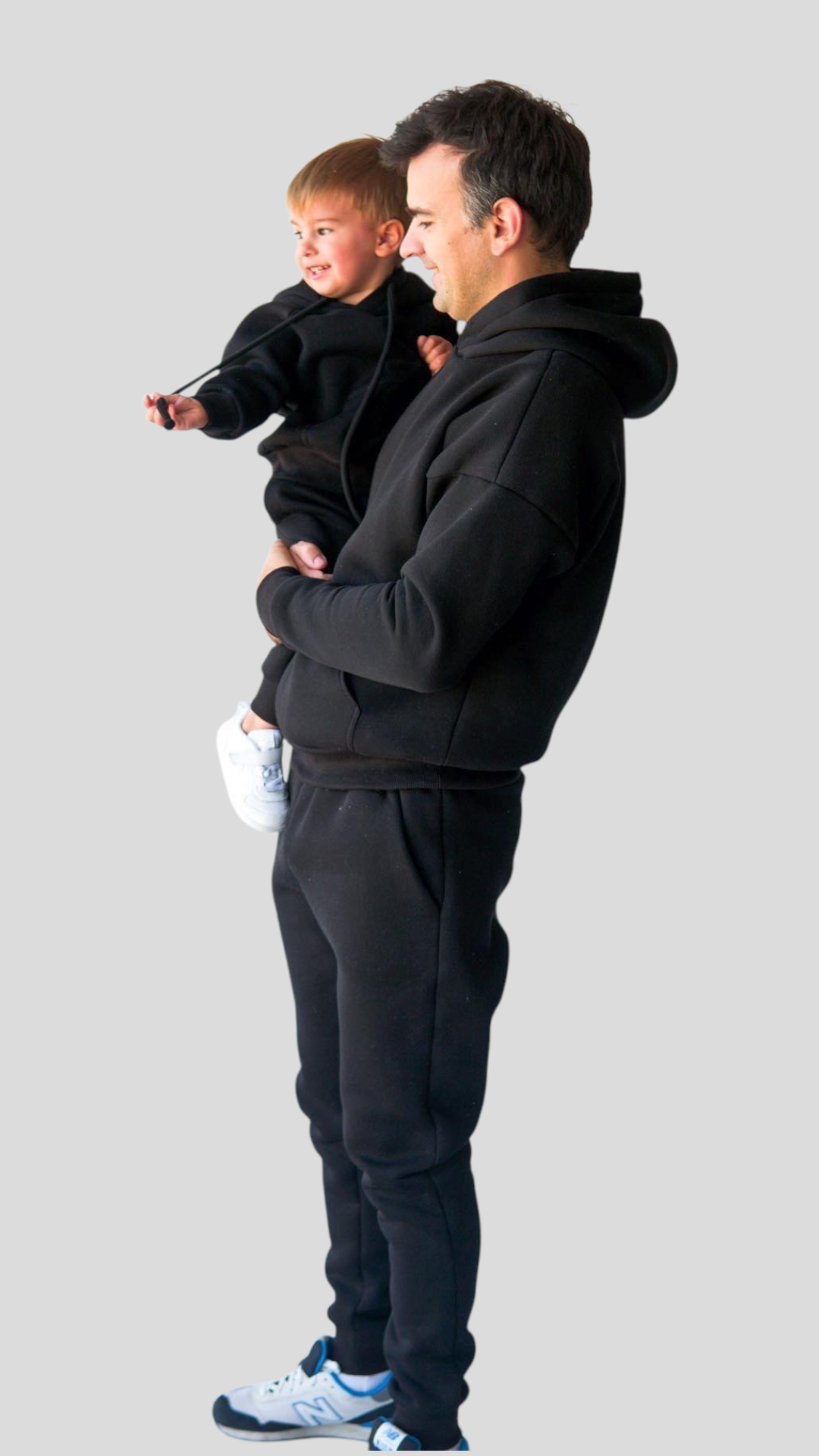 Set treninguri de familie negru cu detaliu snur supradimensionat