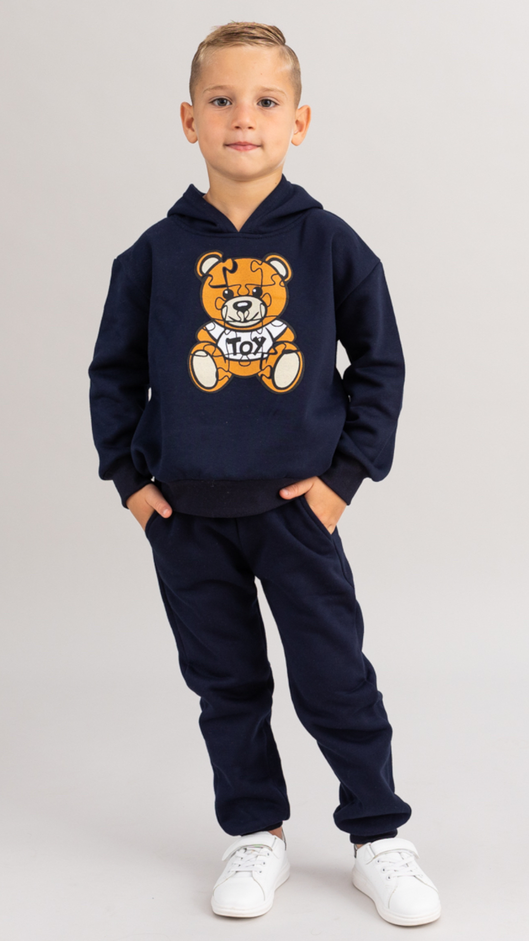 Trening copii bleumarin cu imprimeu - Puzzle Teddy Bear