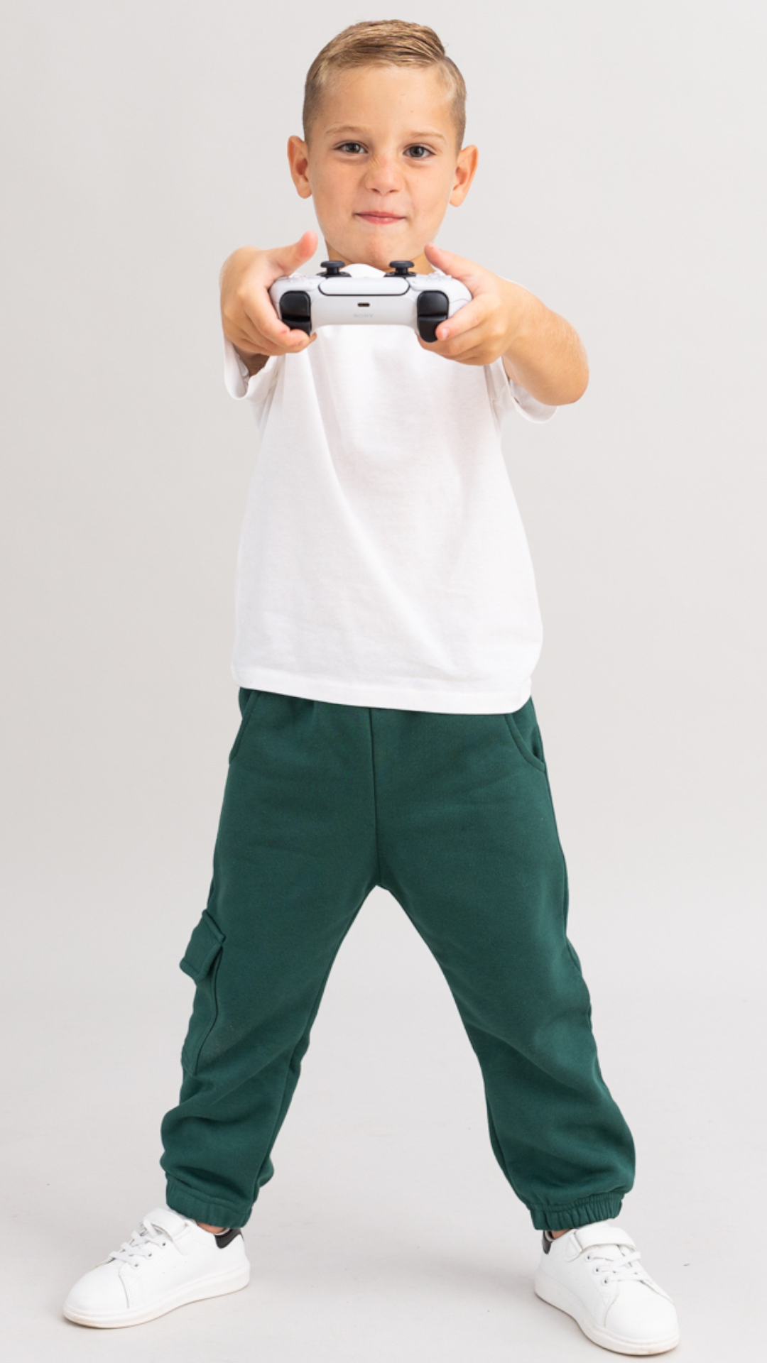 Pantaloni trening baieti cargo verde inchis - Royal Green
