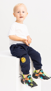 Pantaloni trening baieti bleumarin cargo - Smiley Face